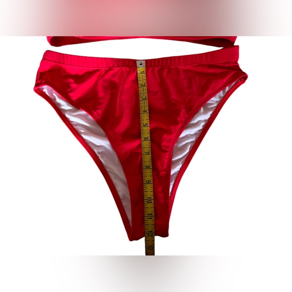 Red athletic sporty high cut sides bikini set size XL NWOT - Picture 3 of 4
